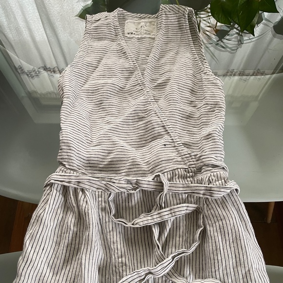 notPERFECTLINEN black/white stripe Sleeveless Margaret Wrap Jumpsuit - Picture 3 of 11